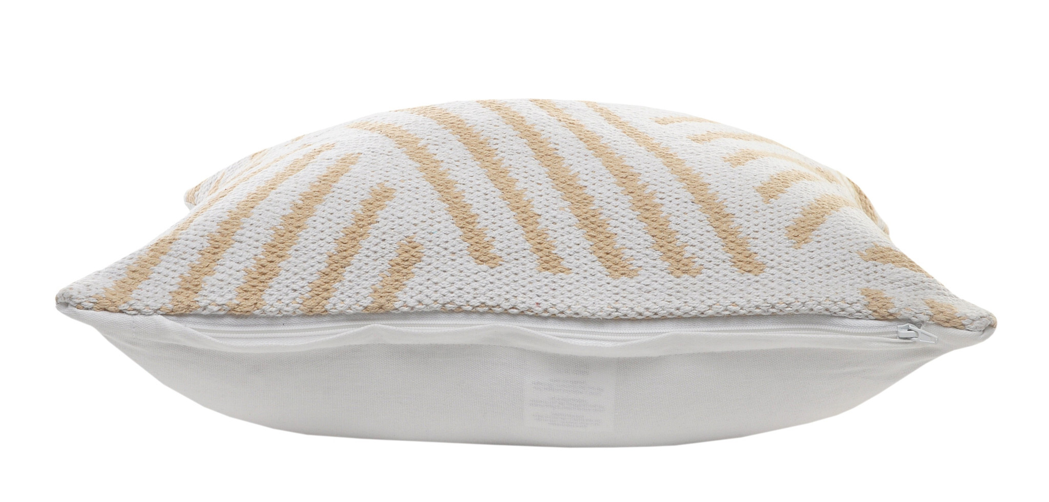 20" X 20" Tan And White 100% Cotton Geometric Zippered Pillow - Image 3