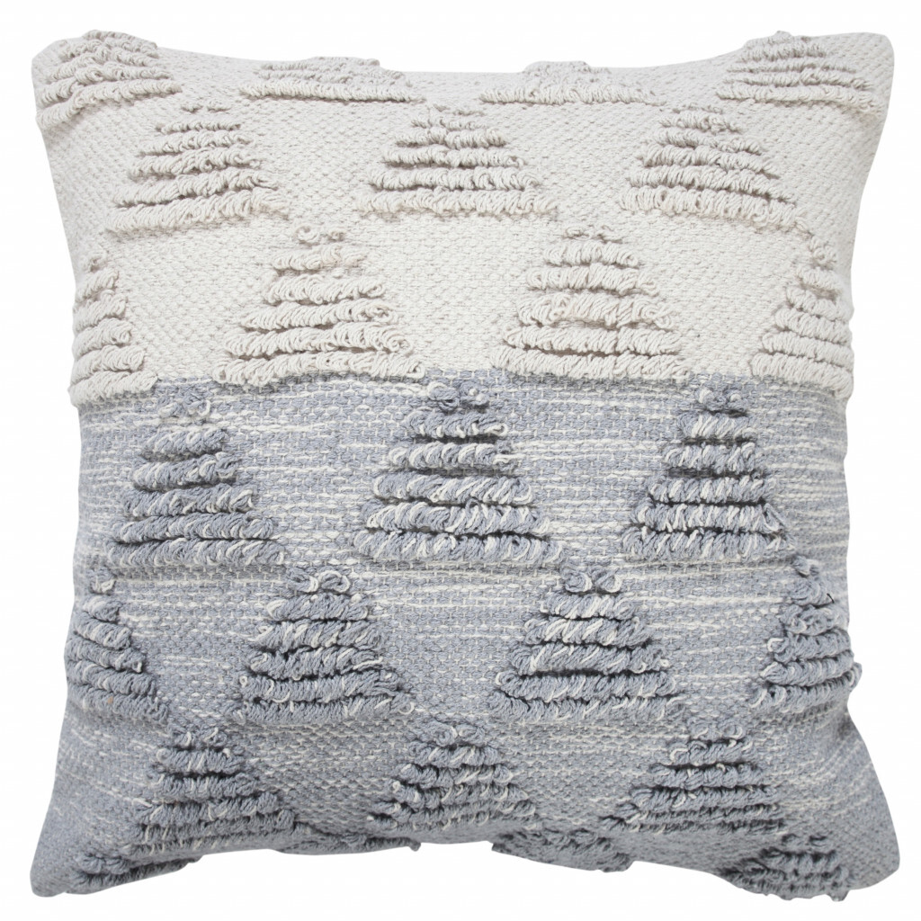 20" X 20" Heathered Gray And Off-White 100% Cotton Geometric Zippered Pillow - Image 2