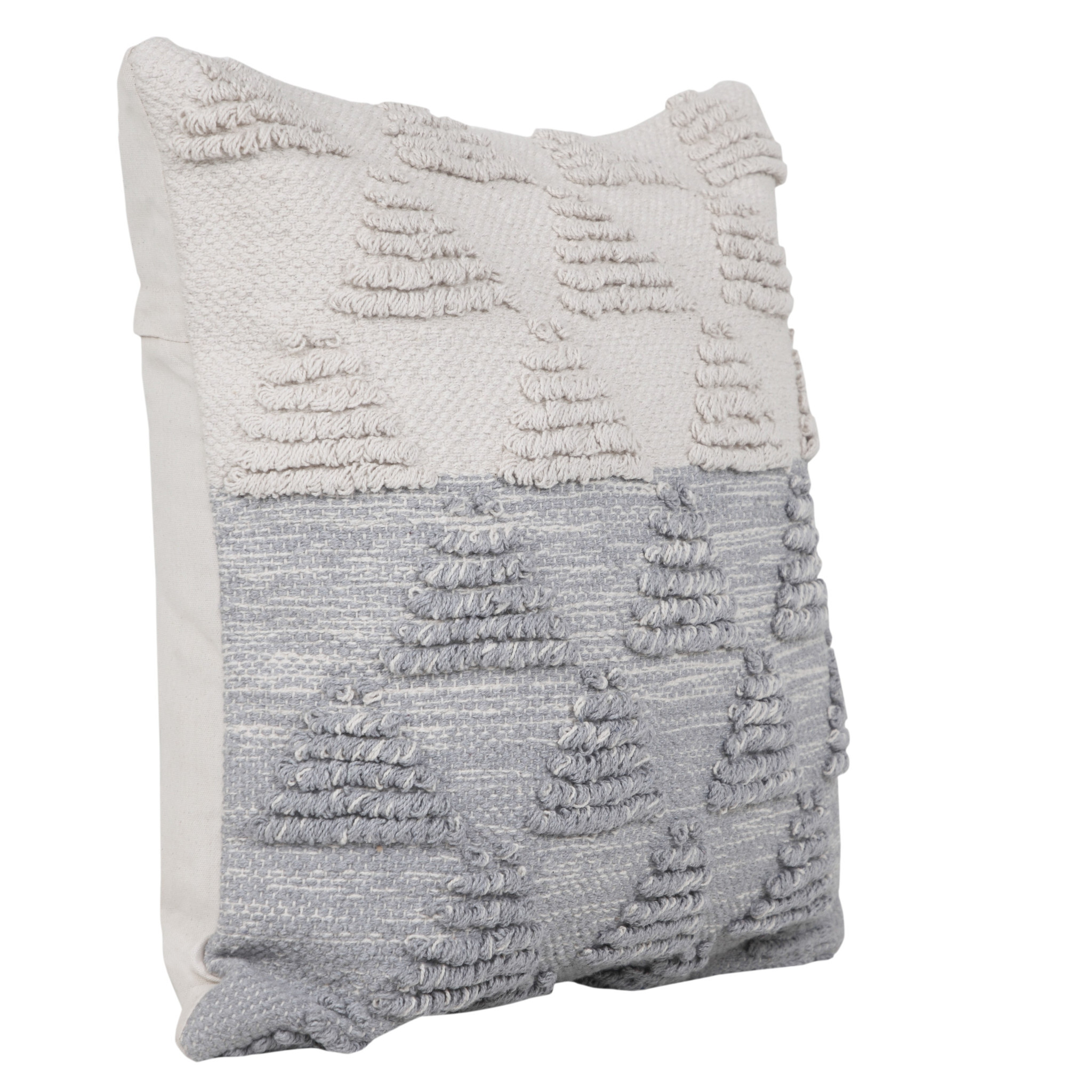 20" X 20" Heathered Gray And Off-White 100% Cotton Geometric Zippered Pillow - Image 3