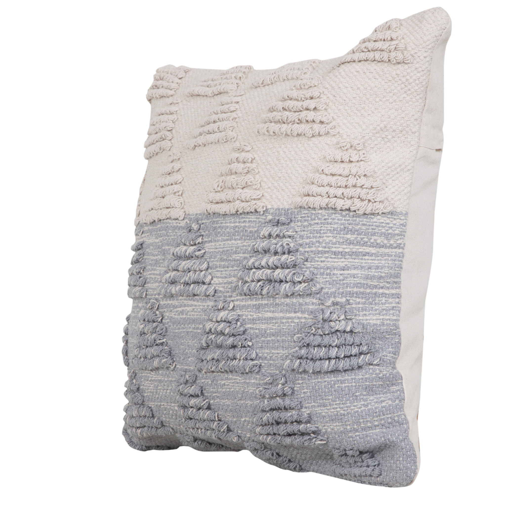 20" X 20" Heathered Gray And Off-White 100% Cotton Geometric Zippered Pillow - Image 4