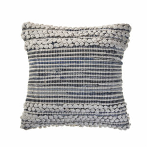 18″ X 18″ Blue And Ivory 100% Cotton Geometric Zippered Pillow