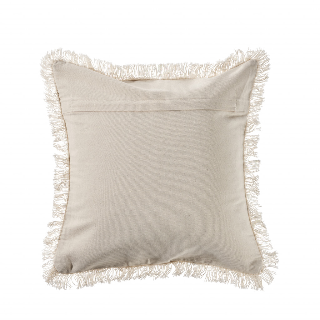 18" X 18" Cream And Charcoal Navy 100% Cotton Coastal Zippered Pillow - Image 3