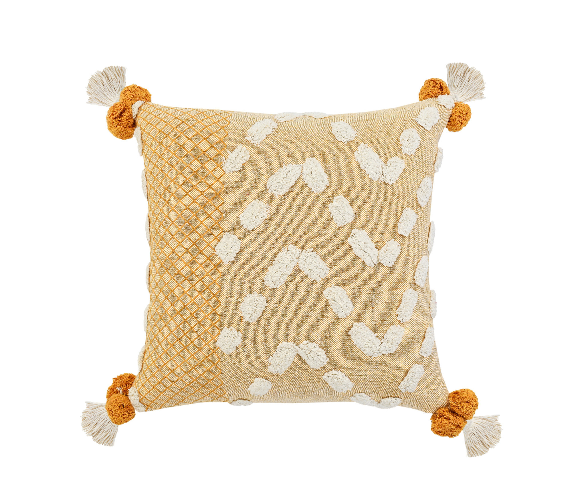 20" X 20" Yellow And Cream 100% Cotton Geometric Zippered Pillow - Image 2