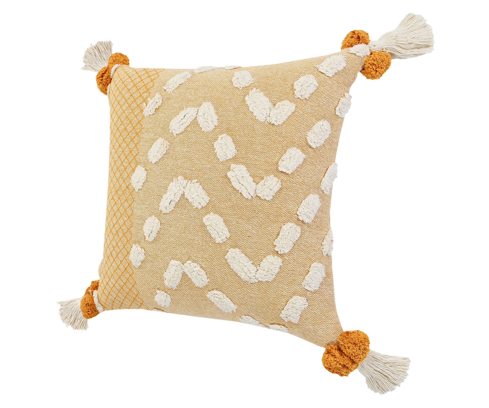 20" X 20" Yellow And Cream 100% Cotton Geometric Zippered Pillow - Image 4