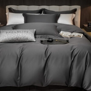 Color: High Grade Gray, Size: 1.8m-Fitted Sheet, style:  – Cotton Solid-Color Bedding Thickened Bed Sheet And Duvet Cover Four-Piece Set