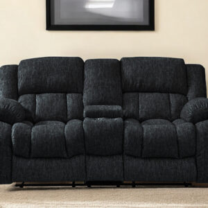 77″ Black Manual Reclining Loveseat With Storage