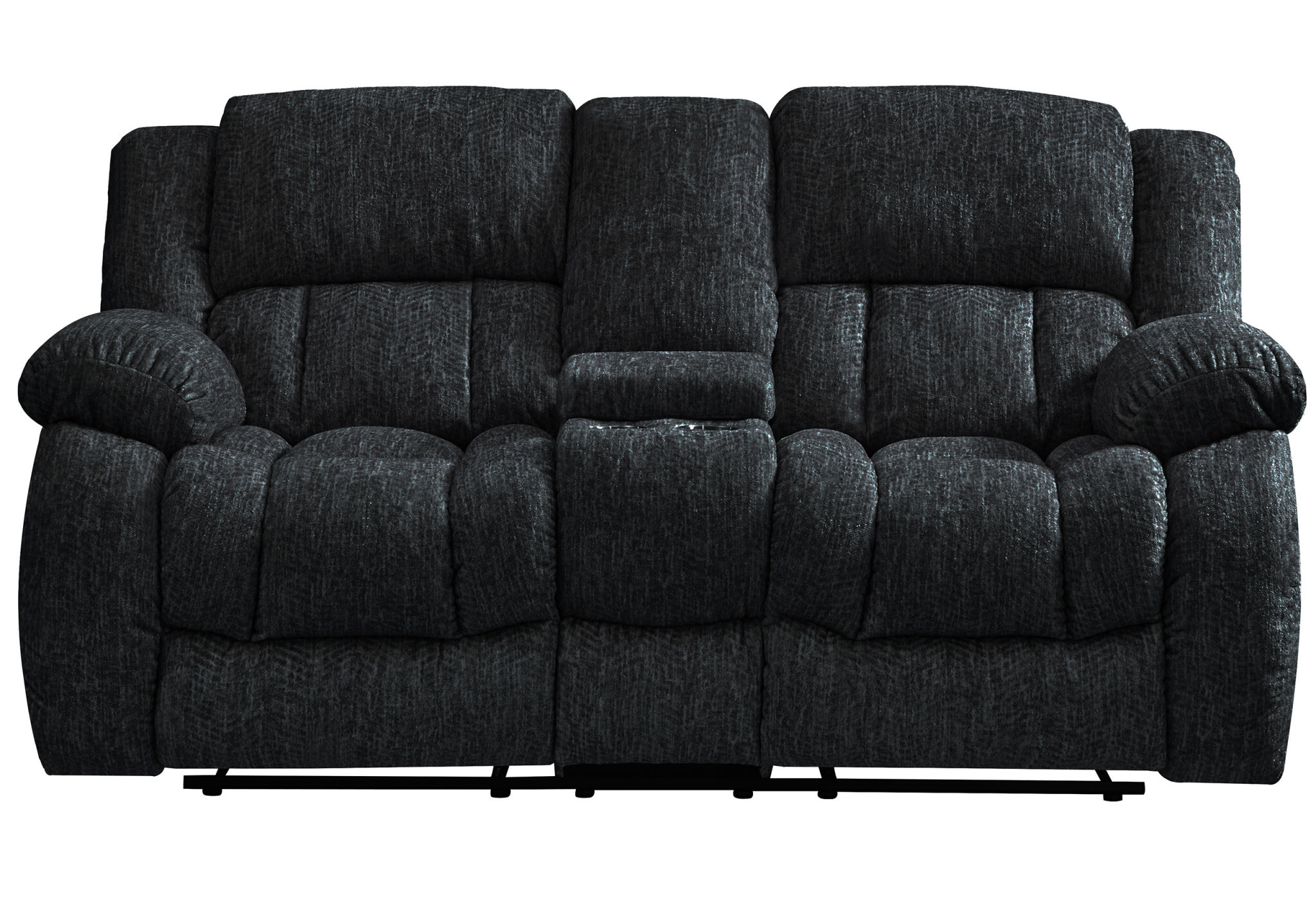 77" Black Manual Reclining Loveseat With Storage - Image 3