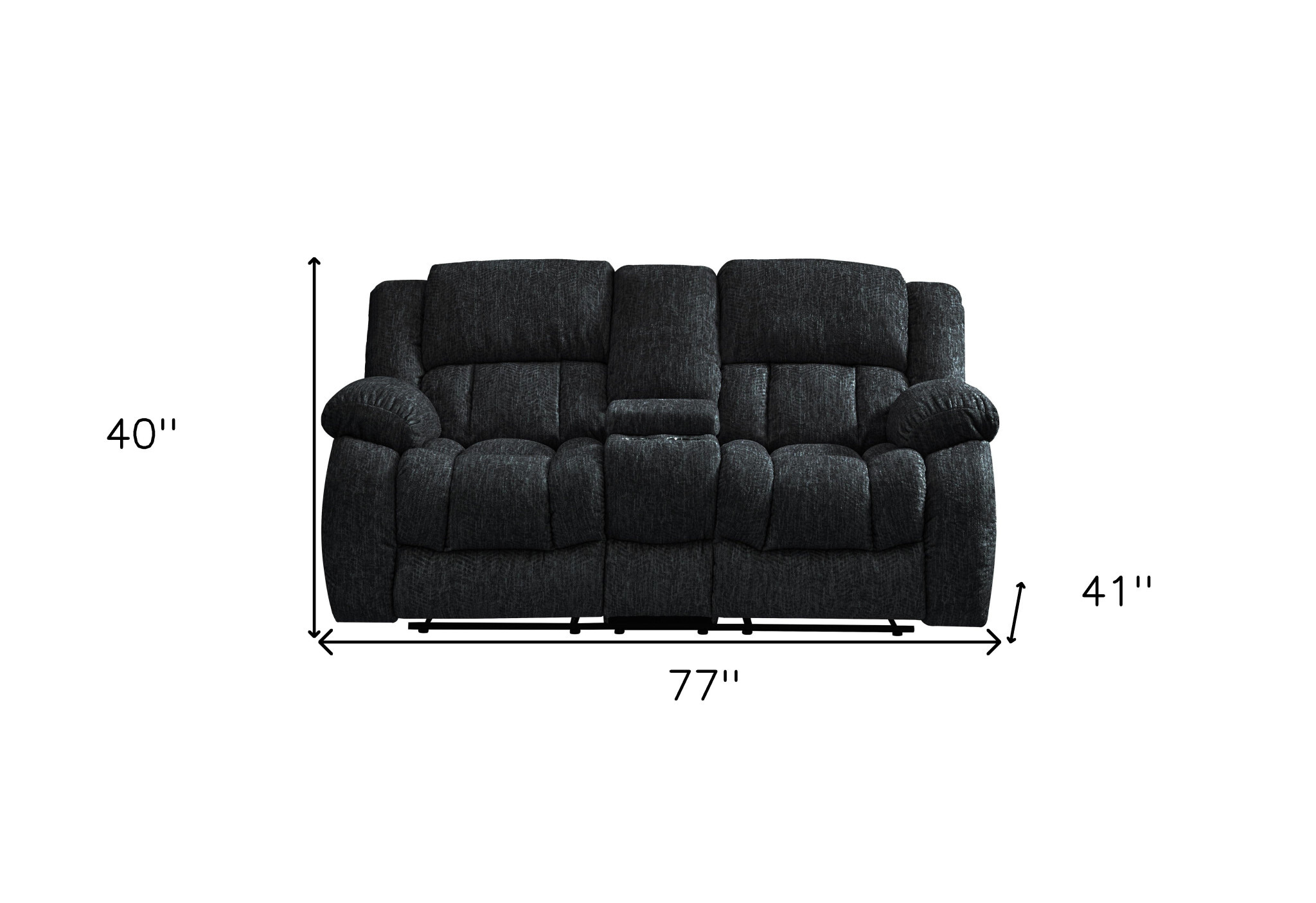 77" Black Manual Reclining Loveseat With Storage - Image 7