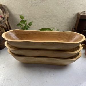 European-style Wooden Boat-shaped Solid Wood Fruit Tray, Waxed Bamboo Tray