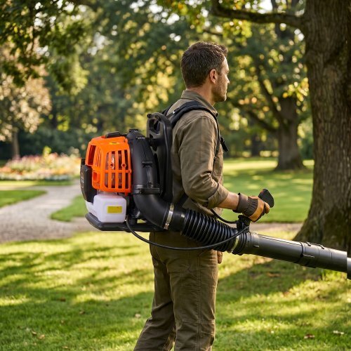 Backpack Leaf Blower, 43CC 2-Stroke Engine Gas Powered Leaf Blower with 1.38L Fuel Tank, 447 CFM Air Volume, 150 MPH Air Speed, Ideal for Lawn Care, Leaves Cleaning, Yard Debris & Snow Removal - Image 7