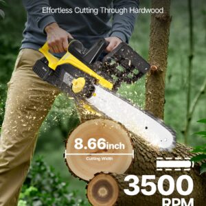 Cordless Chainsaw, 20V 12-Inch Brushless Chainsaw Battery Powered, 4.0Ah Battery and Rapid Charger Included, Handheld Electric Chain Saw for Tree Felling, Wood Cutting, Pruning, and Trimming