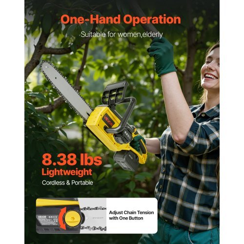 Cordless Chainsaw, 20V 12-Inch Brushless Chainsaw Battery Powered, 4.0Ah Battery and Rapid Charger Included, Handheld Electric Chain Saw for Tree Felling, Wood Cutting, Pruning, and Trimming - Image 4
