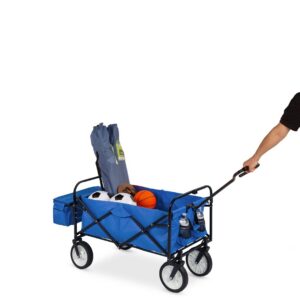 Collapsible Utility Wagon Cart Indoor/Outdoor with Canopy – Blue