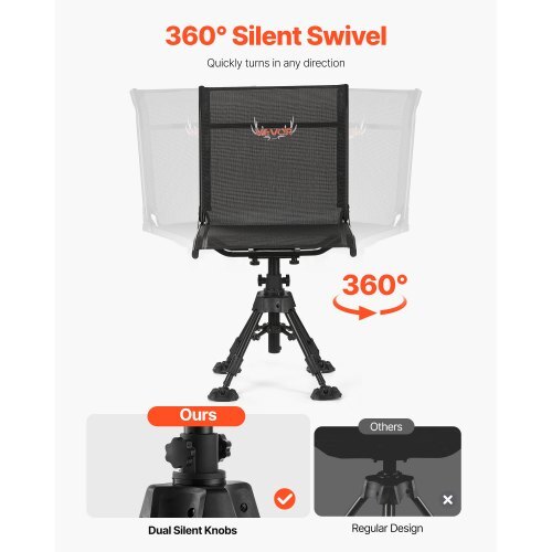 Hunting Chair, 360?° Silent Swivel, Foldable Portable Blind Chair, Heavy-Duty Steel Frame Ground Stool Seat with Anti-Sink Swivel Feet, Height Adjustable, 350 Lbs Capacity for Fishing Camping - Image 2