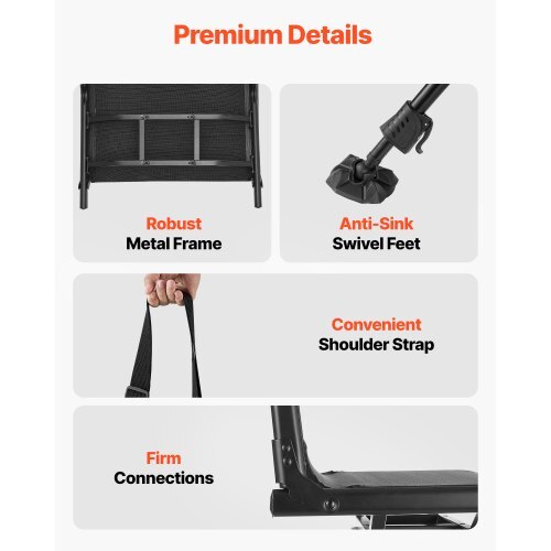 Hunting Chair, 360?° Silent Swivel, Foldable Portable Blind Chair, Heavy-Duty Steel Frame Ground Stool Seat with Anti-Sink Swivel Feet, Height Adjustable, 350 Lbs Capacity for Fishing Camping - Image 4