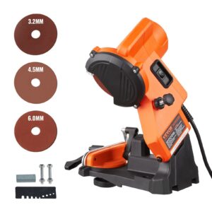 Electric Chainsaw Sharpener, 140W Electric Saw Chain Blade Sharpener 5700RPM, Professional Bench Chain Saw Sharpening Tool with 3 Grinding Wheels Fit 0.25″ to 0.404″ Pitch Chains