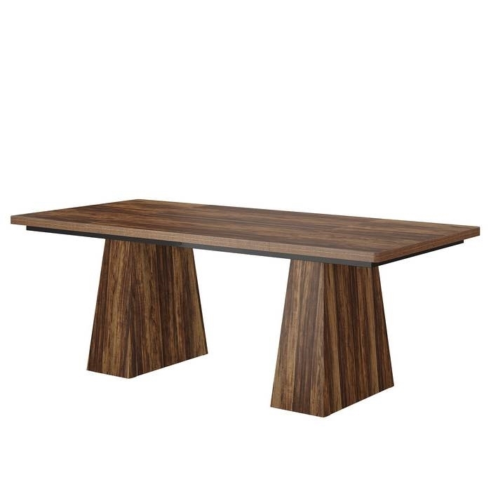 Modern Home Office Computer Desk Workstation in Dark Brown Wood Finish - Image 2