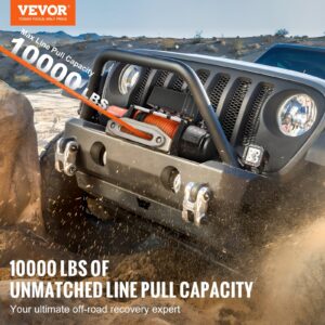 Electric Winch, 10,000 lb, 12V DC Truck Winch with ?¦7/20 in x 65 ft Synthetic Rope Aluminum Fairlead Wireless & Wired Remote Control, IP55 Waterproof for Towing Off-Road SUV Jeep Trailer Boat