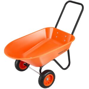 Electric Wheelbarrow Cart, 500W Powered Utility Garden Wagon Dump Cart, 5 Cu. Ft. Load & 330 lbs Capacity with Metal Handle & 16″ Track Wheels, One Wheel Barrow Yard Cart & Wagons for Lawn Farm