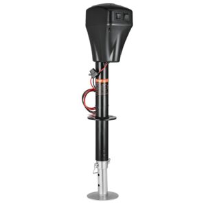 Electric Trailer Jack, 5000 lbs, Heavy Duty RV Electric Power Tongue Jack with 2 Way Connector, Manual Crank Handle & Weatherproof Jack Cover, 10″-28.3″ Lift, for RVs, Trailers & Campers, Black