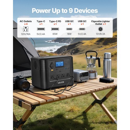 Portable Power Station, 1800W Solar Generator Power Station, 1008Wh LiFePO4 Battery Backup with 9 Output Ports for for Home Emergency, Outdoor Camping, RV Travel (Solar Panel NOT Included) - Image 2