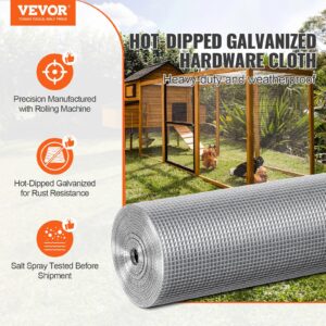 Hardware Cloth 1/4 inch 36 inch x 50 ft 23 Gauge Chicken Wire Fence, Hot-Dip Galvanized After Welding Metal Wire Mesh Roll, Garden Plant Welded Fencing Roll Supports Poultry Netting Cage Fence