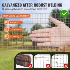 Hardware Cloth 1/4 inch 36 inch x 50 ft 23 Gauge Chicken Wire Fence, Hot-Dip Galvanized After Welding Metal Wire Mesh Roll, Garden Plant Welded Fencing Roll Supports Poultry Netting Cage Fence