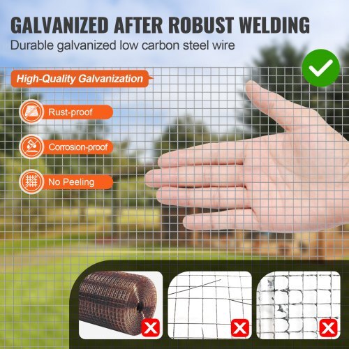 Hardware Cloth 1/4 inch 36 inch x 50 ft 23 Gauge Chicken Wire Fence, Hot-Dip Galvanized After Welding Metal Wire Mesh Roll, Garden Plant Welded Fencing Roll Supports Poultry Netting Cage Fence - Image 2