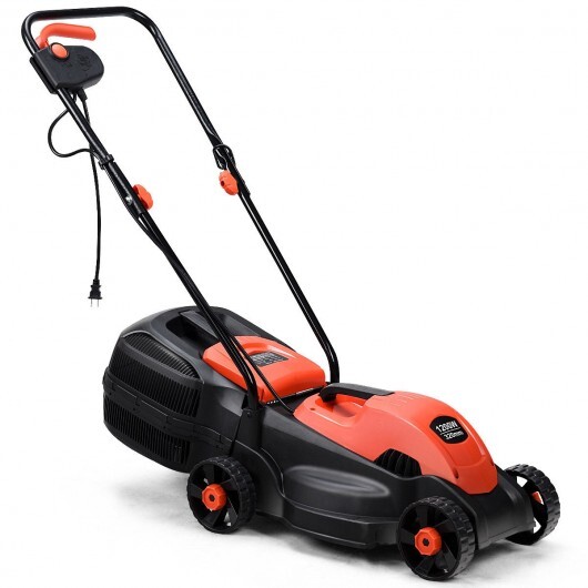 13 Inch Electric Push Lawn Corded Mower with Grass Bag-Red - Color: Red - Image 4