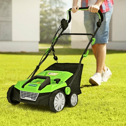 15 Inch 13 Amp Electric Scarifier with Collection Bag and Removable Blades-Green - Color: Green - Image 2