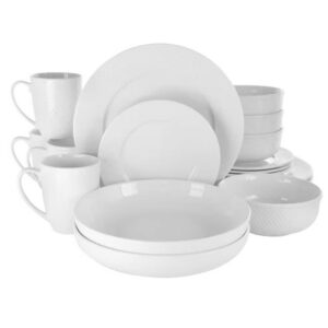 18-Piece White Porcelain Dinnerware Set with Plates Bowls Mugs – Service for 4