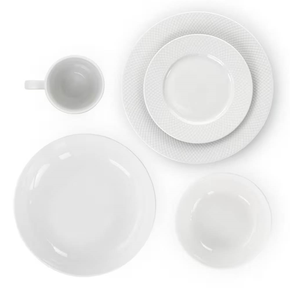 18-Piece White Porcelain Dinnerware Set with Plates Bowls Mugs - Service for 4 - Image 2