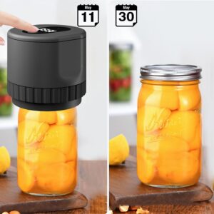Glass Jar Vacuum Sealer Set Electric Jar Vacuum Sealer One-Touch Sealing Machine Portable Jar Vacuum Sealer Black