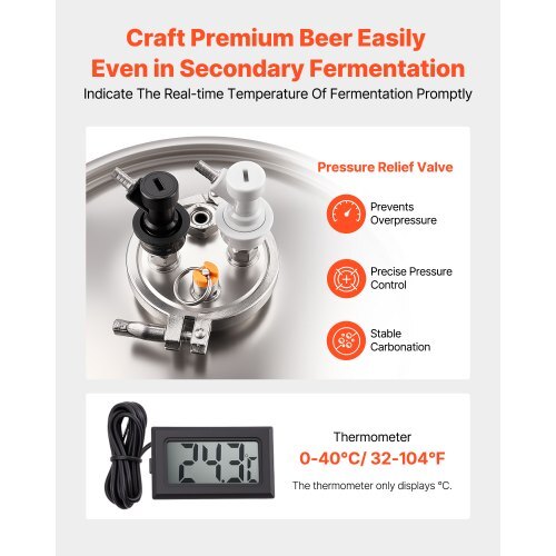 Pressure Fermenter 15 PSI, 8 Gal/30L All-in-One Stainless Steel Conical Secondary Fermentation Bucket, for Wine, Beer Brewing Equipment - Image 2