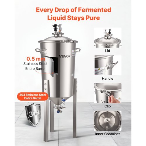 Pressure Fermenter 15 PSI, 8 Gal/30L All-in-One Stainless Steel Conical Secondary Fermentation Bucket, for Wine, Beer Brewing Equipment - Image 3