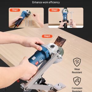 Lawn Mower Blade Sharpener and Balancer, 15?° – 45?° Adjustable Lawnmower Blade Sharpening Tool with 4 Adapter Pins, Ball Bearings & 25mm Enlarged Handle, Compatible with Most Angle Grinders