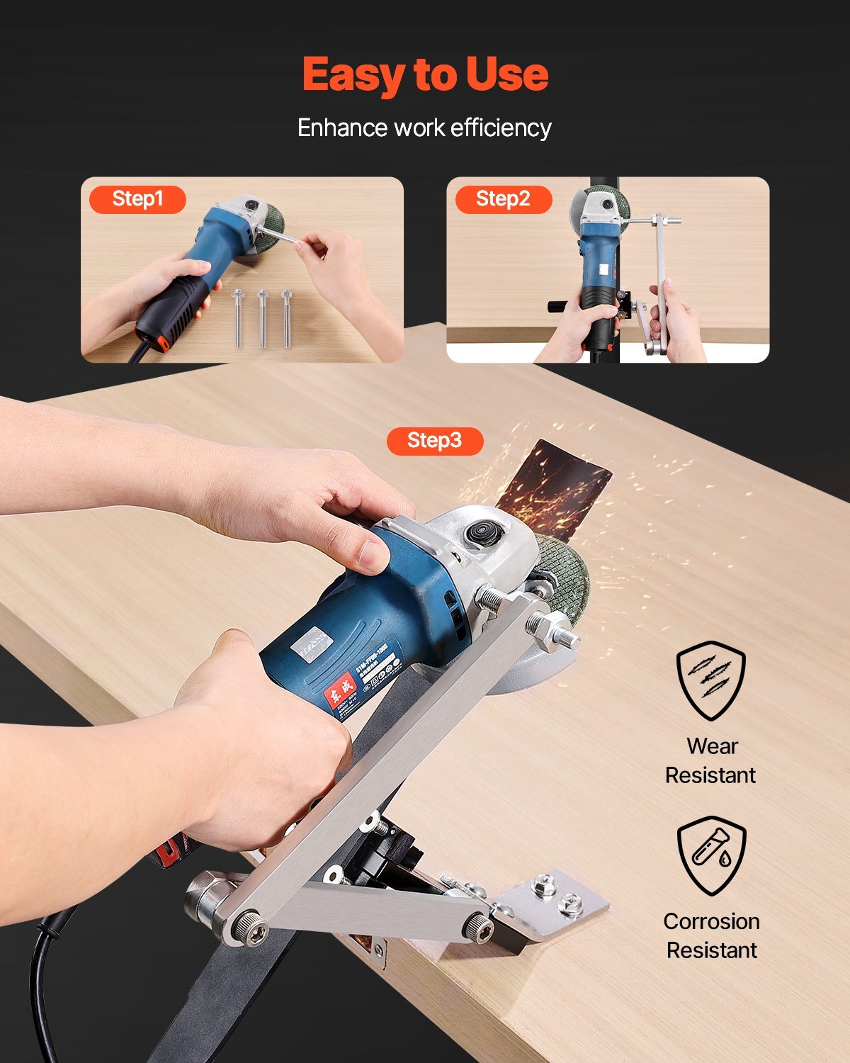 Lawn Mower Blade Sharpener and Balancer, 15?° - 45?° Adjustable Lawnmower Blade Sharpening Tool with 4 Adapter Pins, Ball Bearings & 25mm Enlarged Handle, Compatible with Most Angle Grinders - Image 2