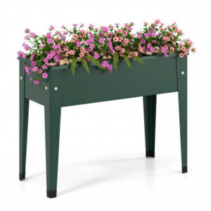 Raised Garden Bed Elevated Metal Gardening Box with Legs-Green – Color: Green