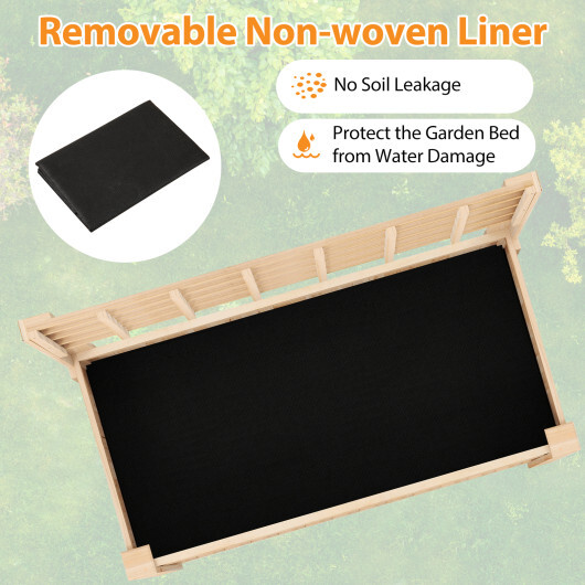 Raised Garden Bed with Trellis Wooden Elevated Planter Box with Legs-Natural - Color: Natural - Image 5