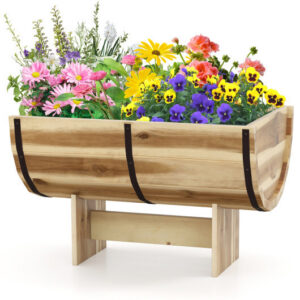 Outdoor Wooden Planter with Legs for Flower Herb Vegetable Fruit