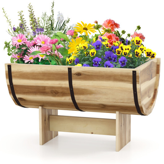 Outdoor Wooden Planter with Legs for Flower Herb Vegetable Fruit
