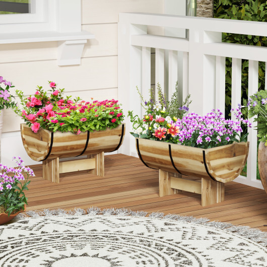 Outdoor Wooden Planter with Legs for Flower Herb Vegetable Fruit - Image 3