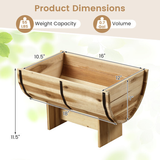 Outdoor Wooden Planter with Legs for Flower Herb Vegetable Fruit - Image 4
