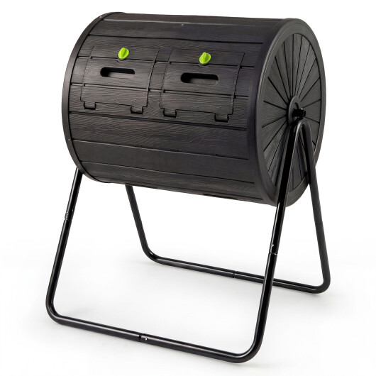 Compost Tumbler 37.5 Gallon Large Outdoor Compost Bin-Black - Color: Black