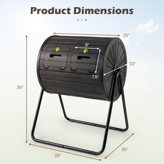 Compost Tumbler 37.5 Gallon Large Outdoor Compost Bin-Black - Color: Black - Image 4