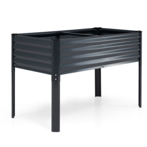 Galvanized Raised Garden Bed with Legs 46″ x 24″ x 31″ Metal Elevated Planter Box-Silver