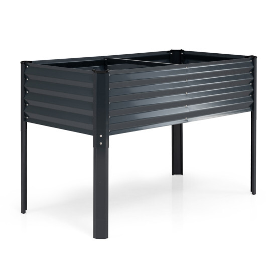 Galvanized Raised Garden Bed with Legs 46" x 24" x 31" Metal Elevated Planter Box-Silver