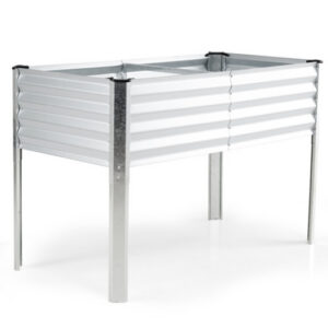 Galvanized Raised Garden Bed with Legs 46″ x 24″ x 31″ Metal Elevated Planter Box-Silver