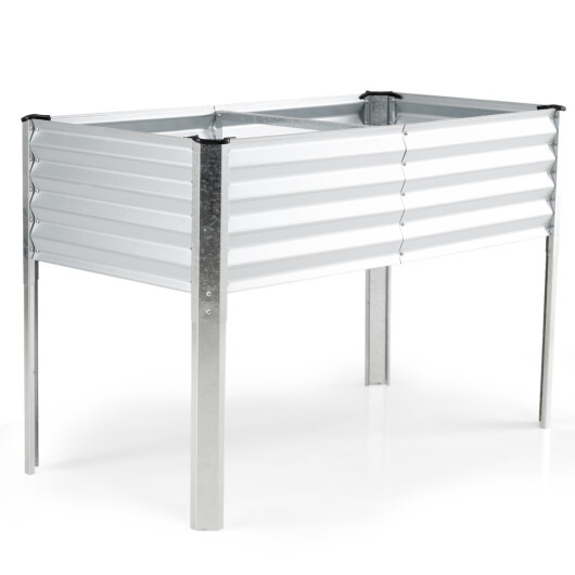 Galvanized Raised Garden Bed with Legs 46" x 24" x 31" Metal Elevated Planter Box-Silver - Image 2