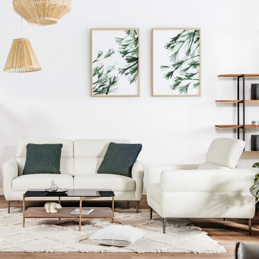 Modern Couched Sofa set with Adjustable Headrest-White - Image 2